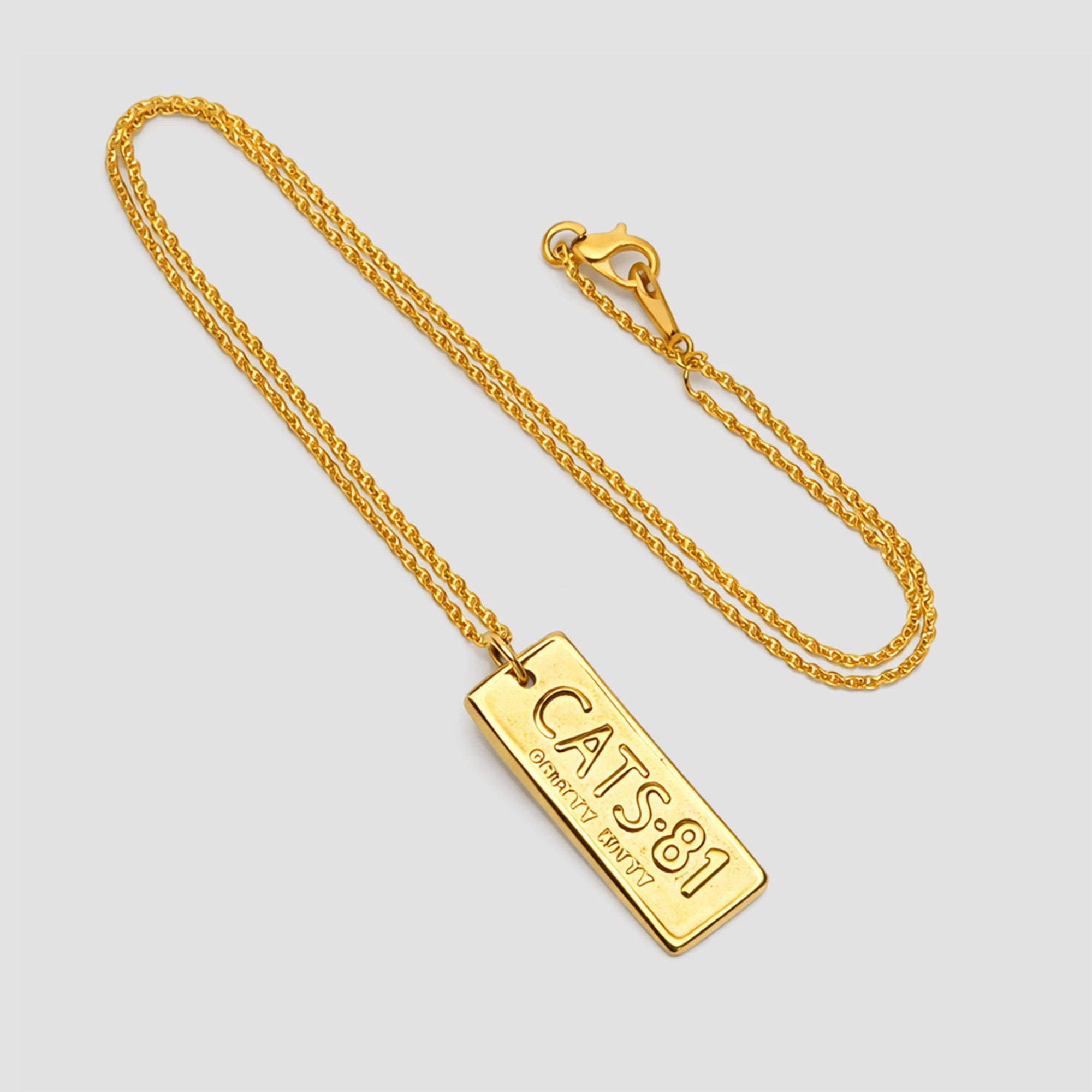 CATS - Number Plate Necklace (Gold Plated)